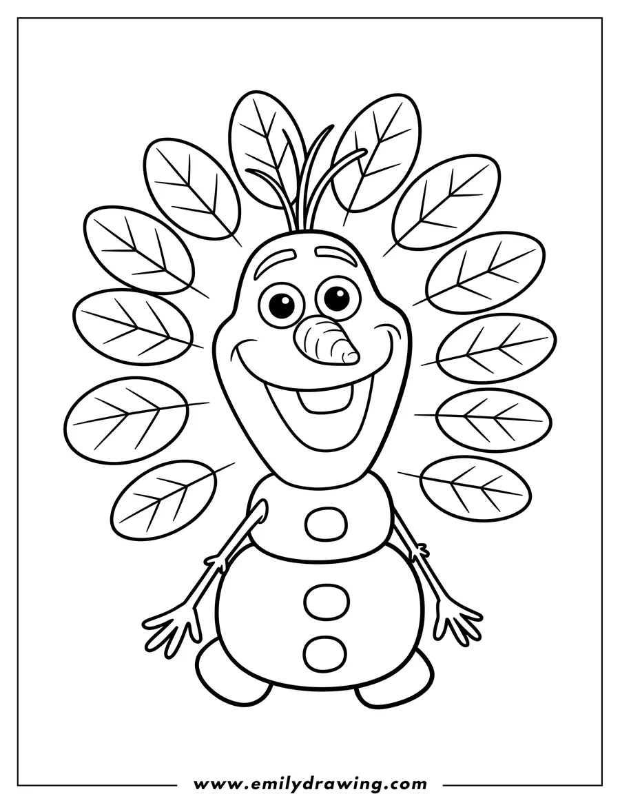 PDF style coloring page: snowman
