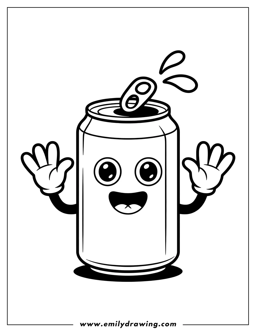 Coloring sheet featuring soda Can