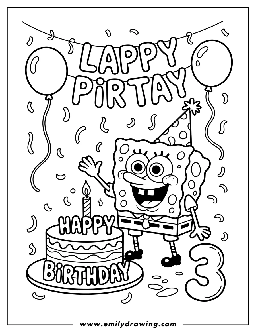 Outline drawing of spongeBob SquarePants