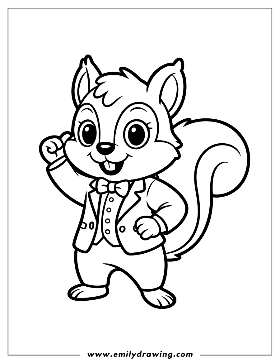 Downloadable coloring page of squirrel