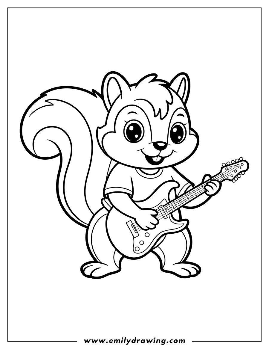Printable coloring page of squirrel