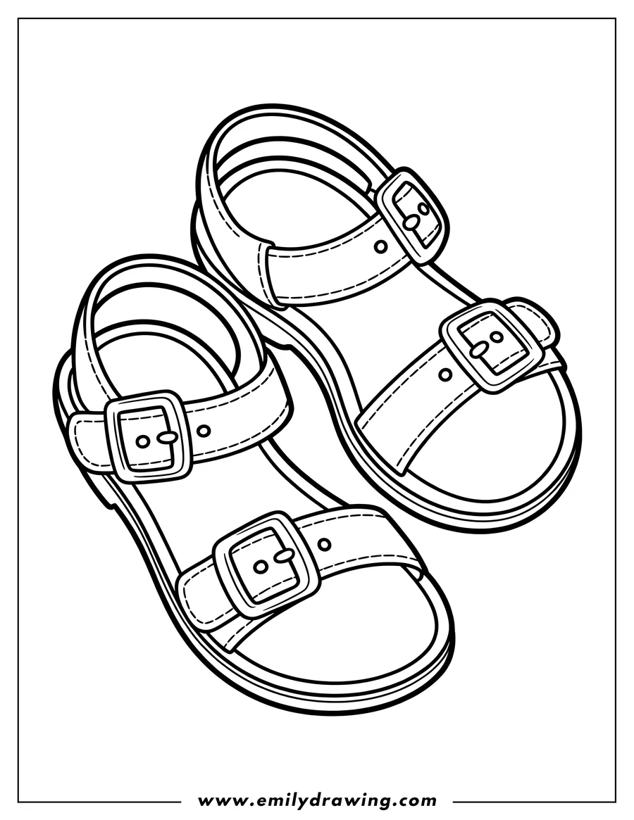 Downloadable coloring page of sandals