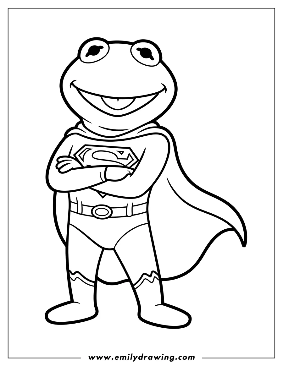 Black and white line art of frog