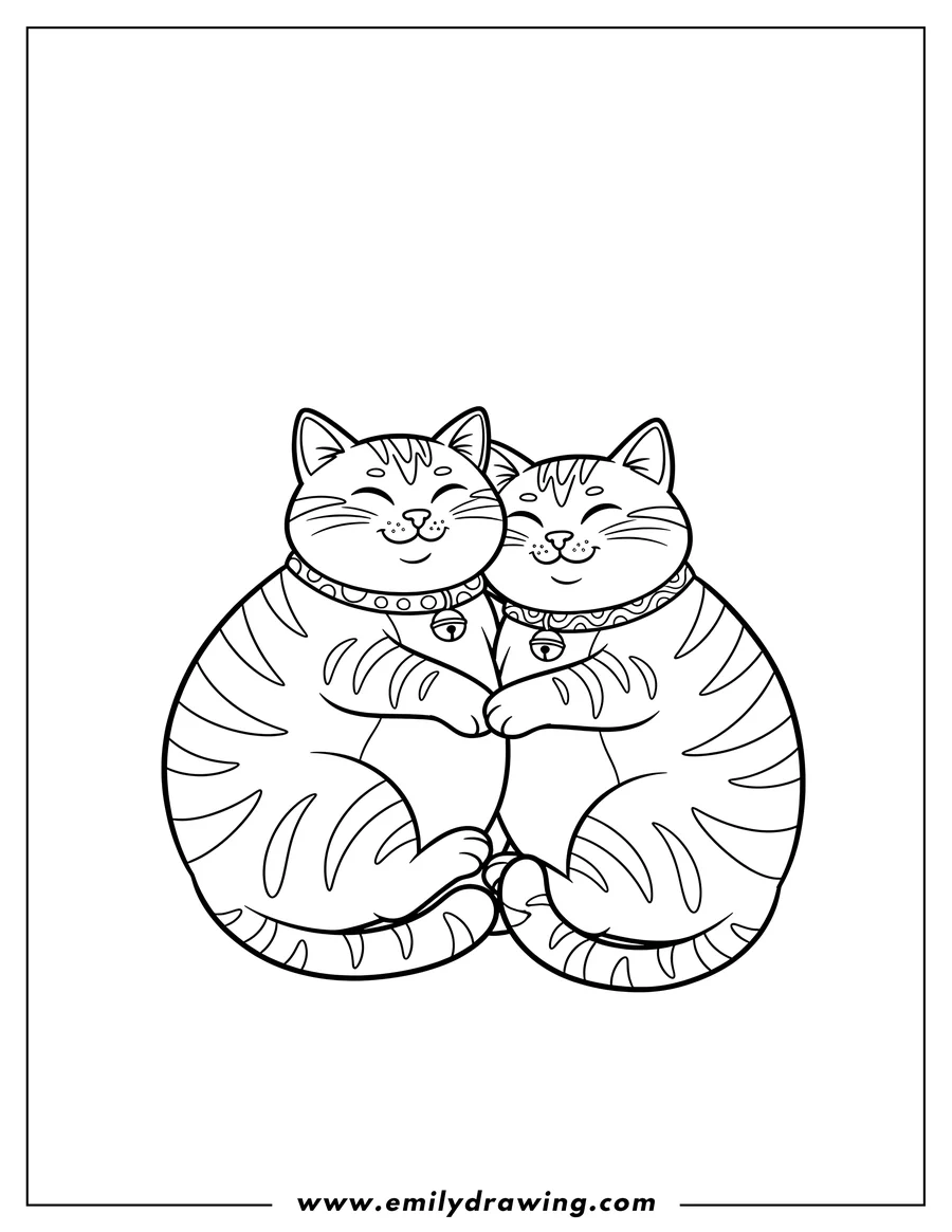 PDF style coloring page: tabby Cat