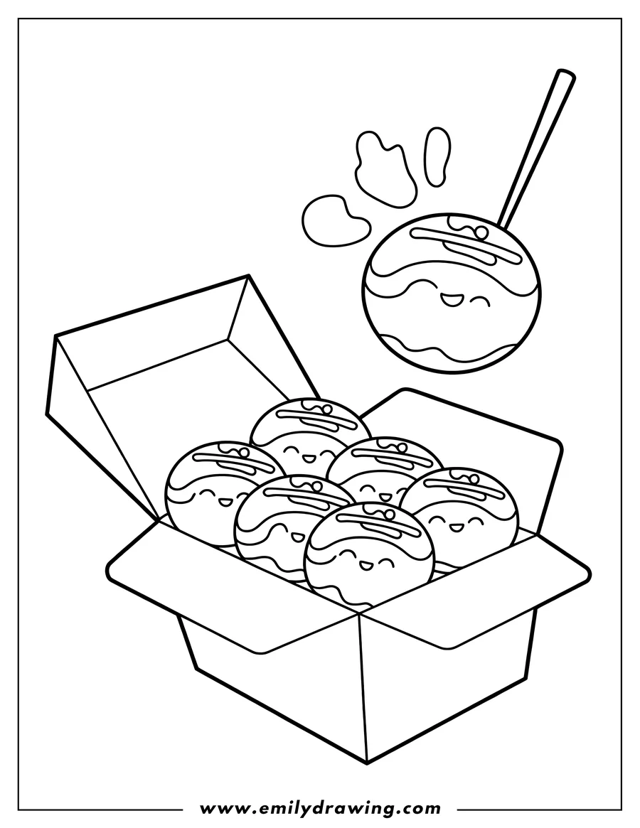 Coloring page of takoyaki