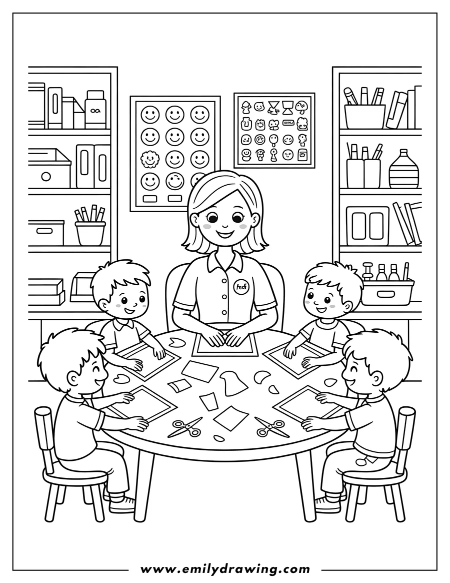 Linear illustration of teacher