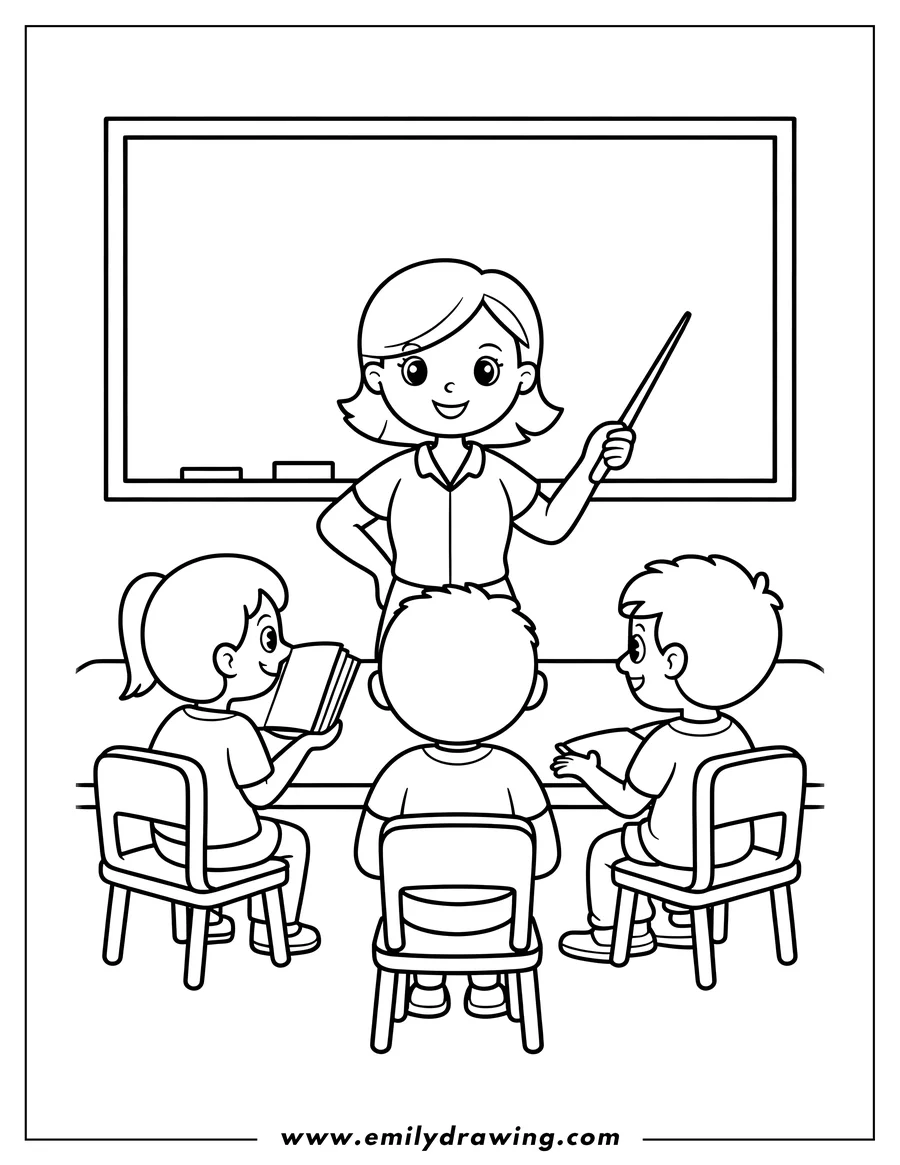 Simple sketch of teacher to color