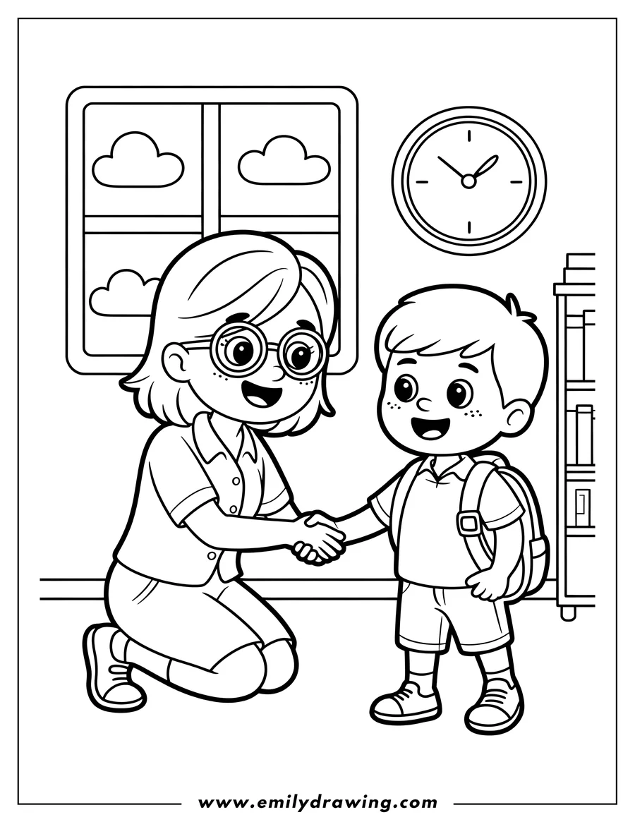 Printable coloring page of teacher