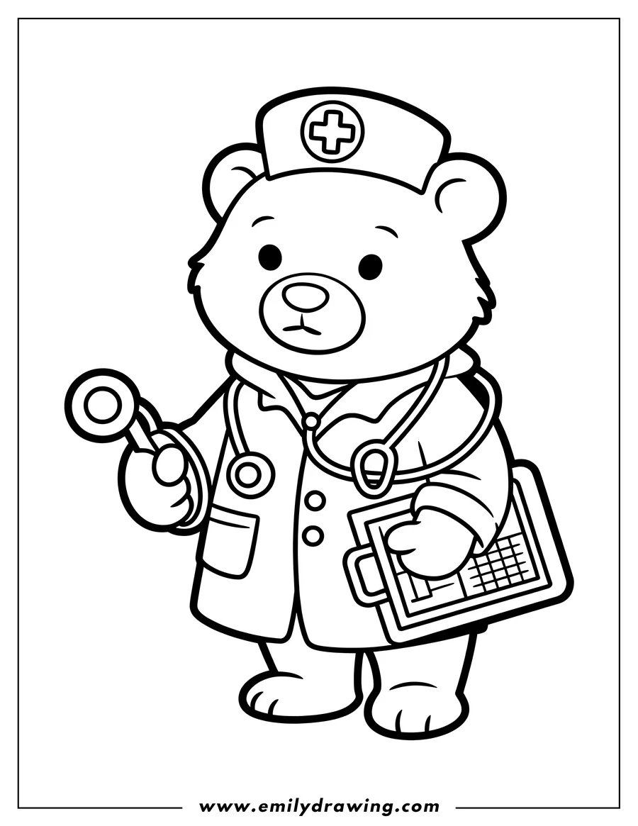 Coloring sheet featuring teddy Bear