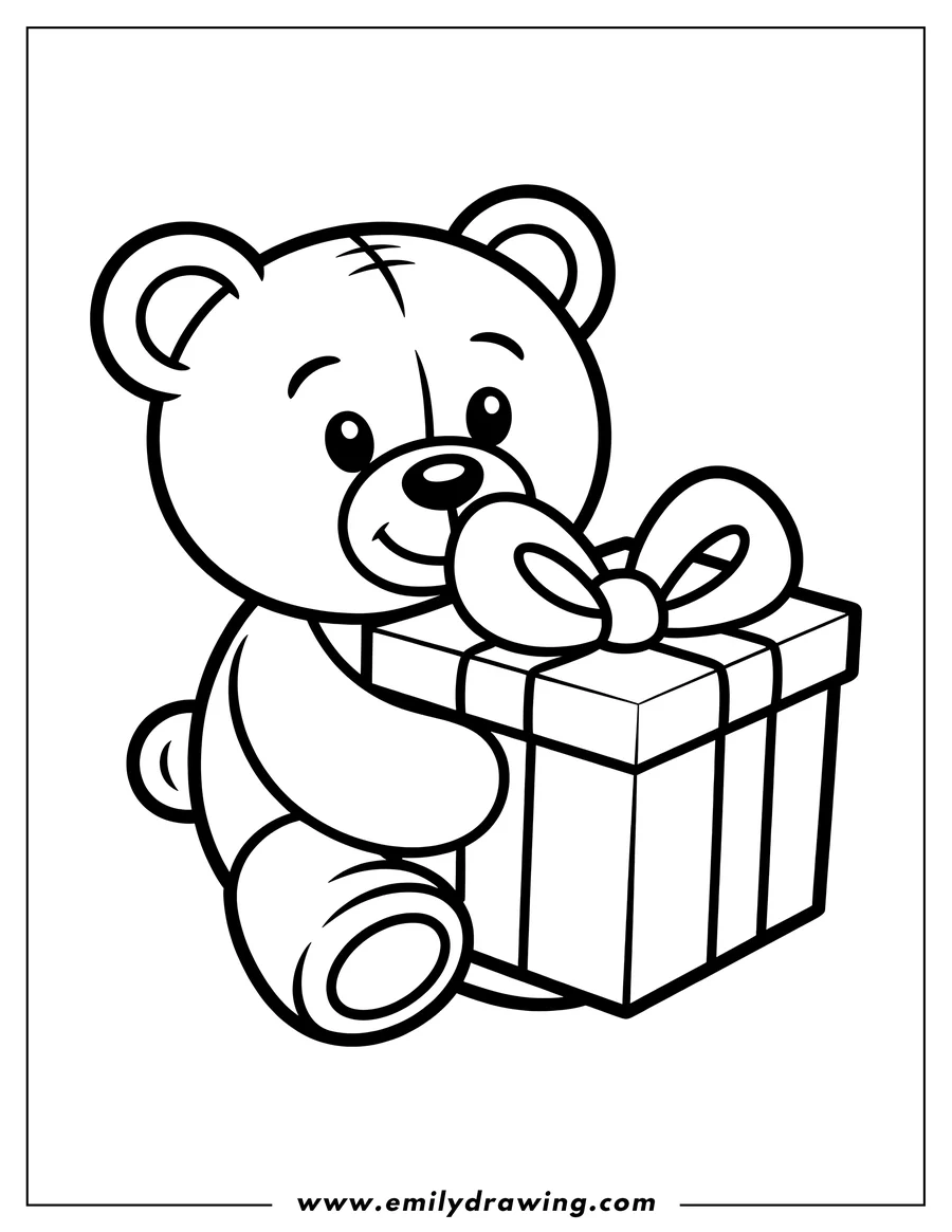 Full page coloring image of teddy Bear