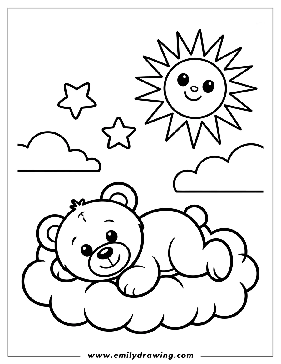 Clean line drawing: teddy Bear