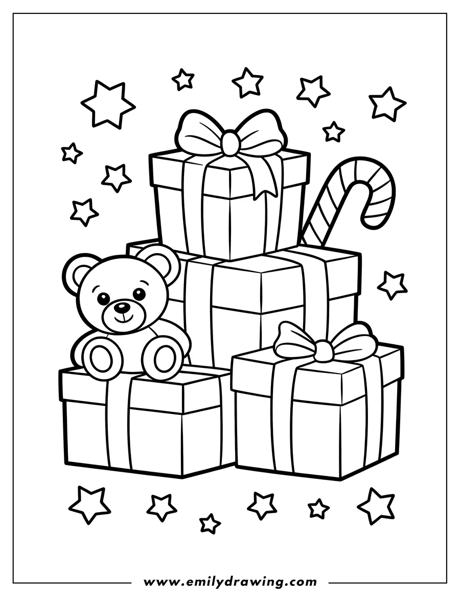 Outline drawing of teddy Bear