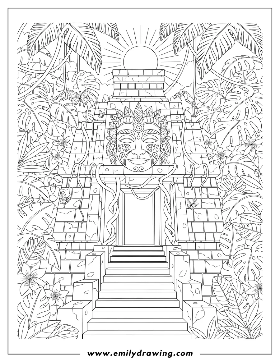 Coloring page of temple Structure