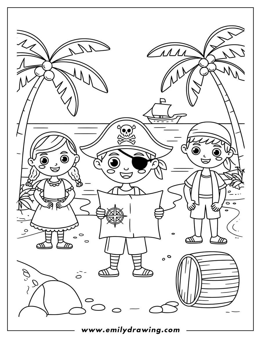 PDF style coloring page: boy