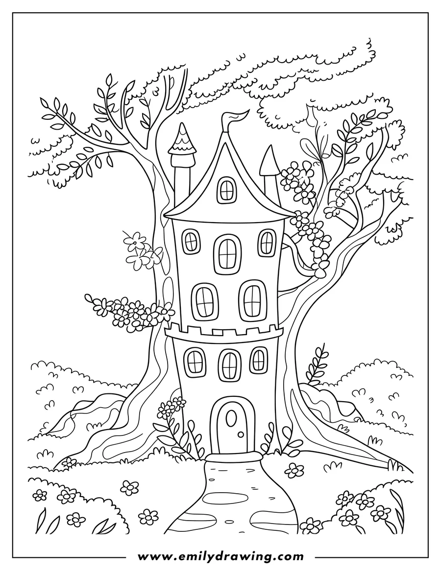 Coloring page for kids: tower