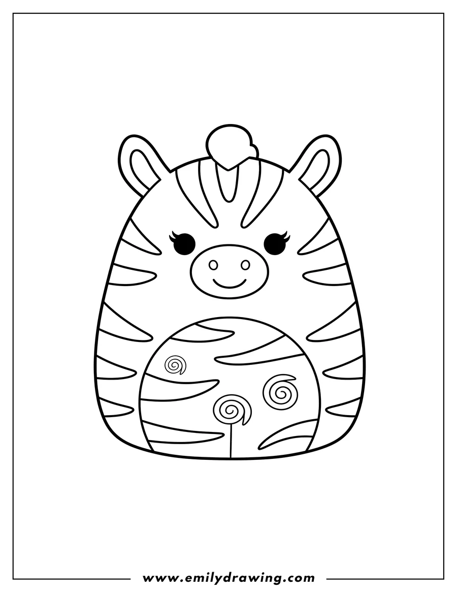 PDF style coloring page: tracey Zebra Squishmallow coloring page