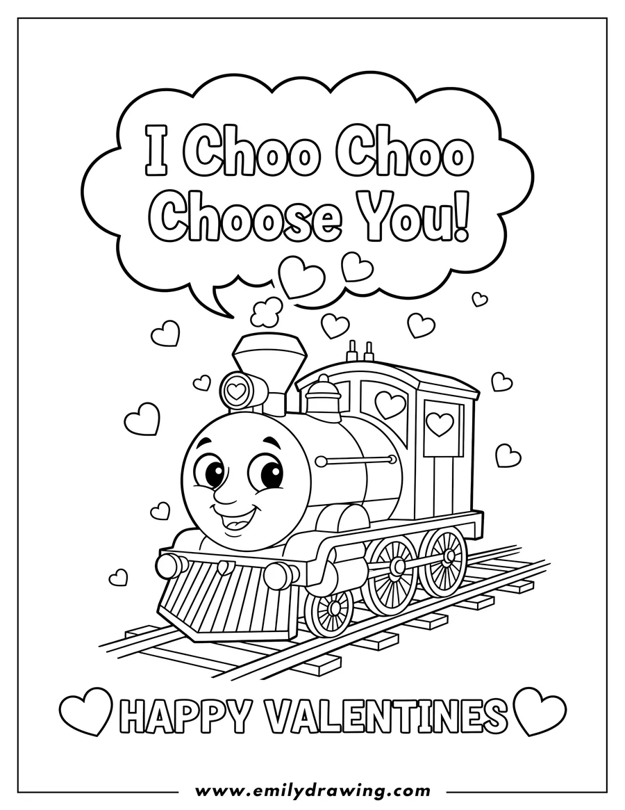 Printable line art of train