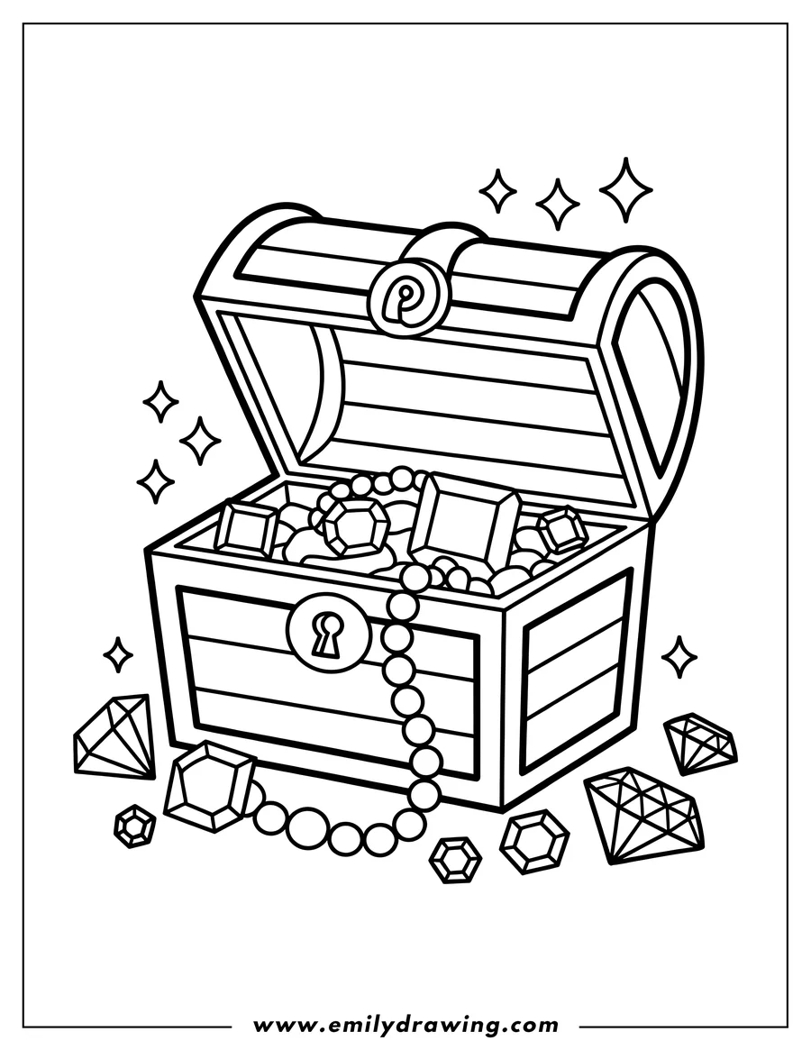 Free to print drawing of treasure Chest