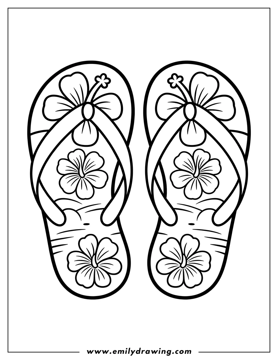 Vector style outline of flip-flops