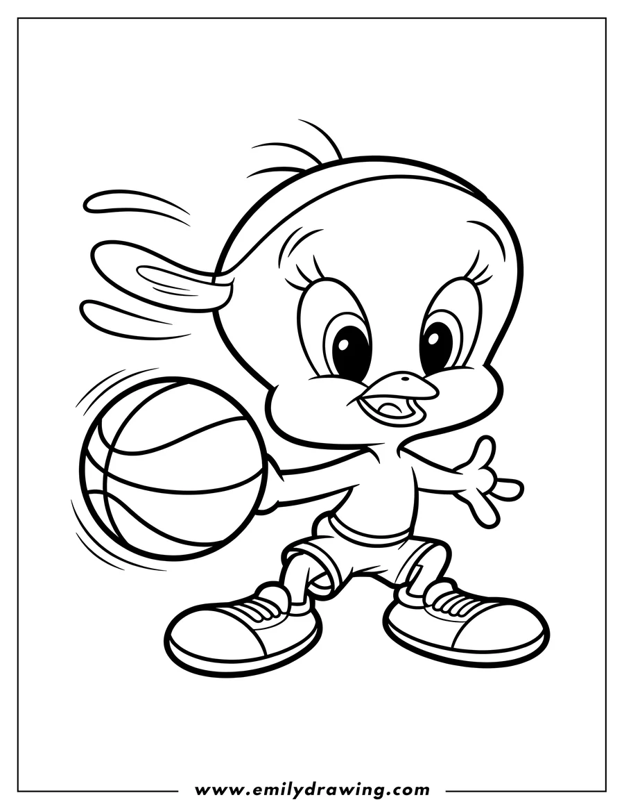 Clean line drawing: tweety Bird