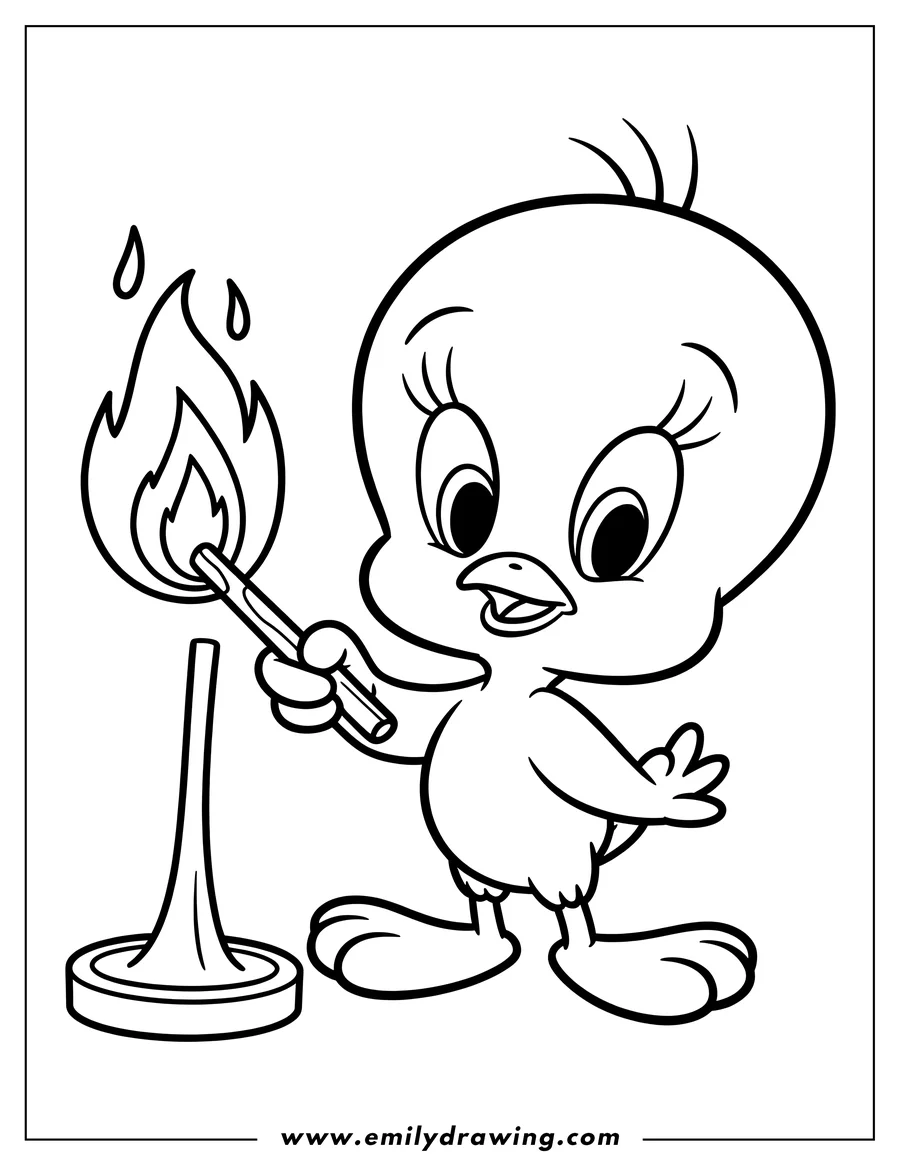 Simple sketch of tweety Bird to color
