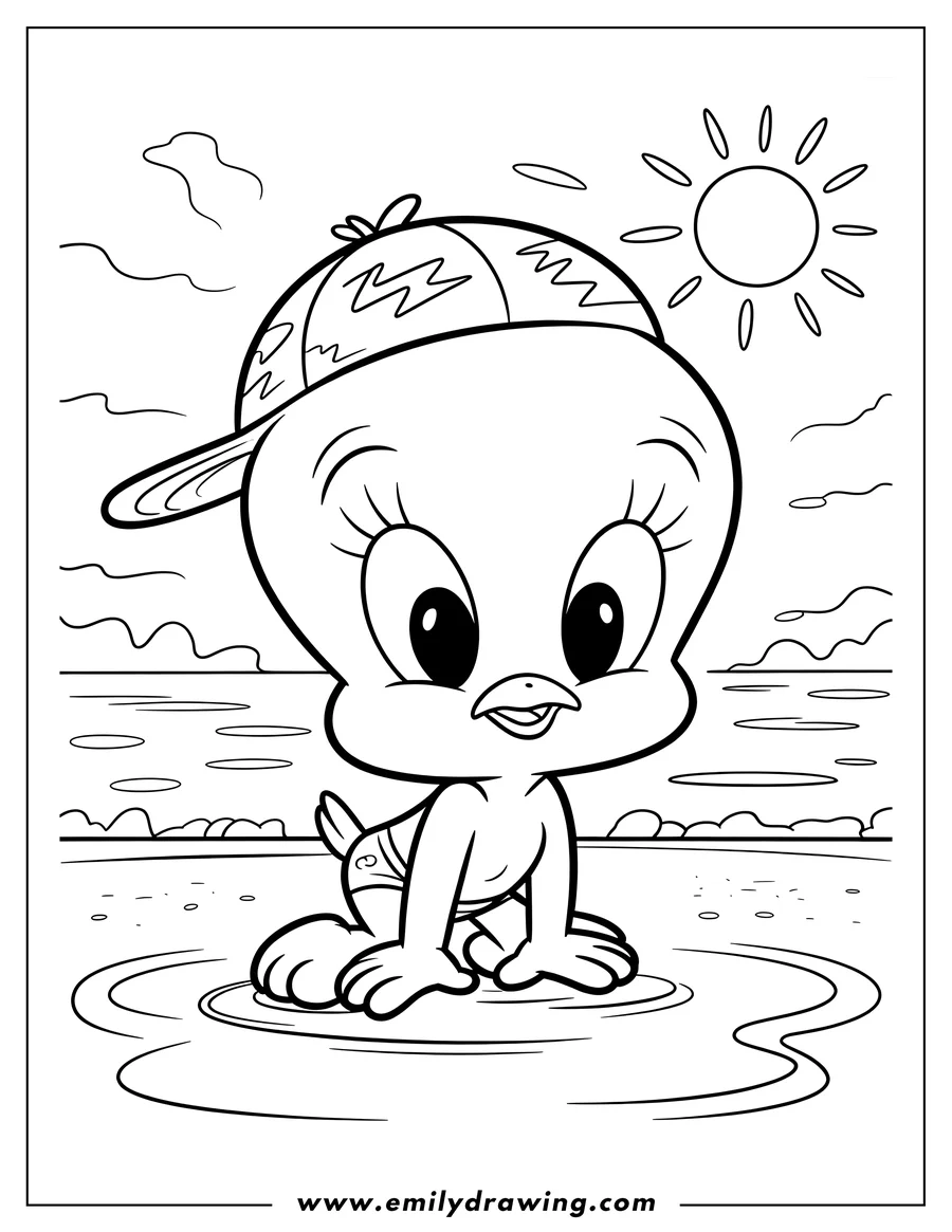 Outline drawing of tweety Bird