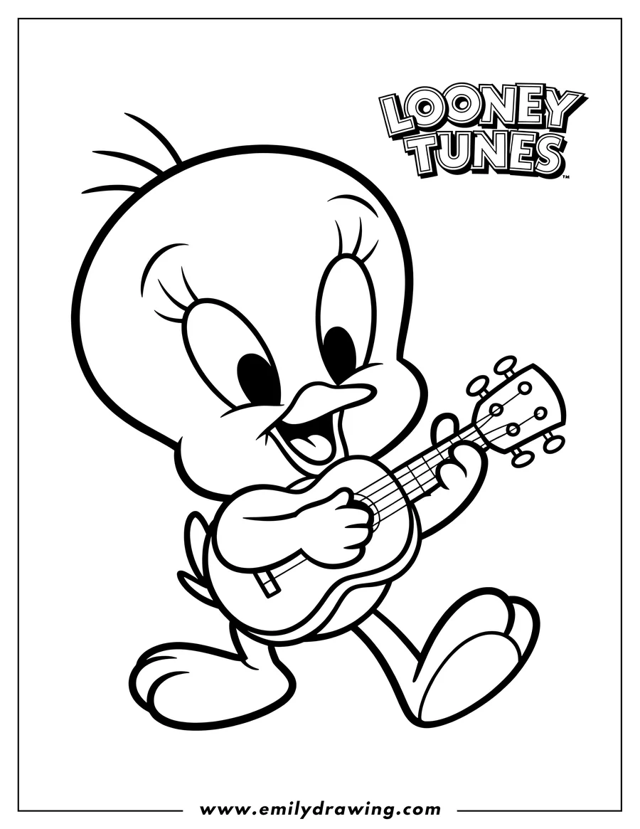 PDF style coloring page: tweety Bird