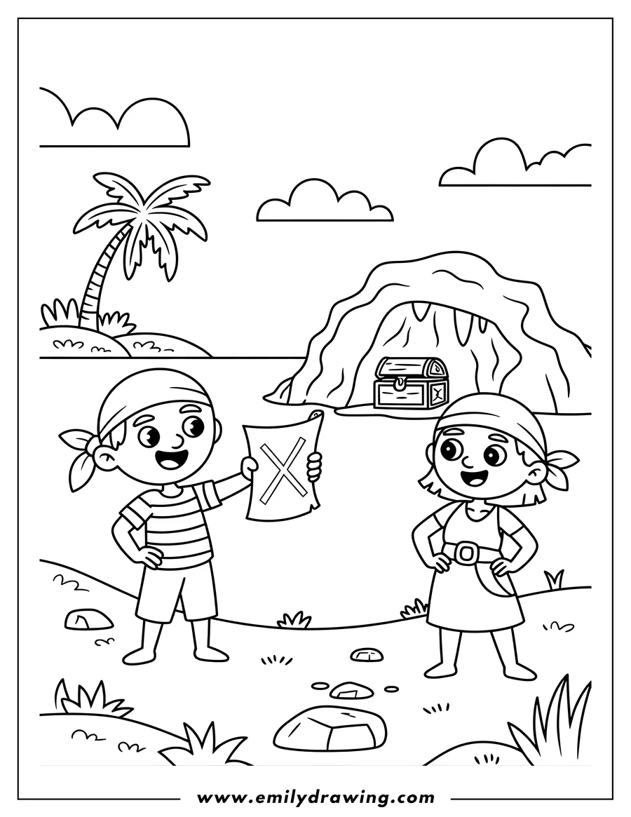 Vector style outline of pirate Boy