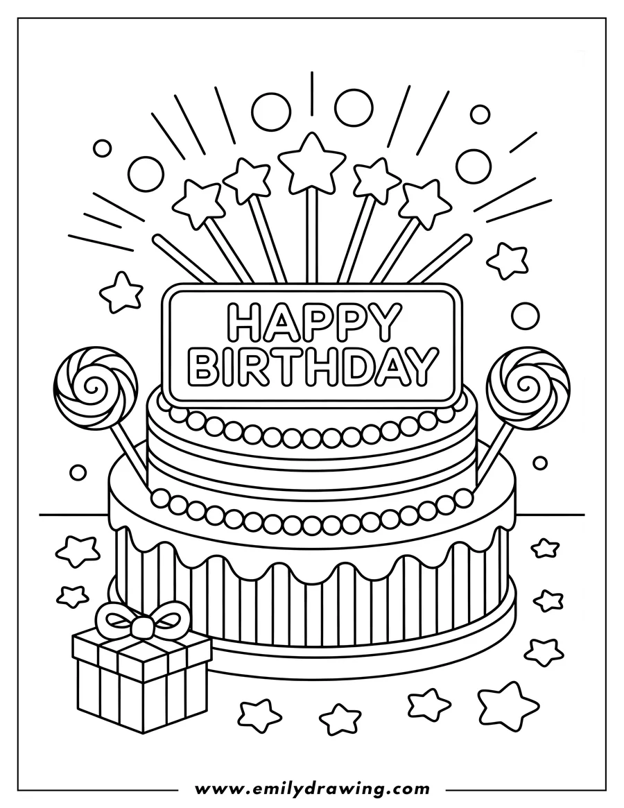 Outline drawing of cake