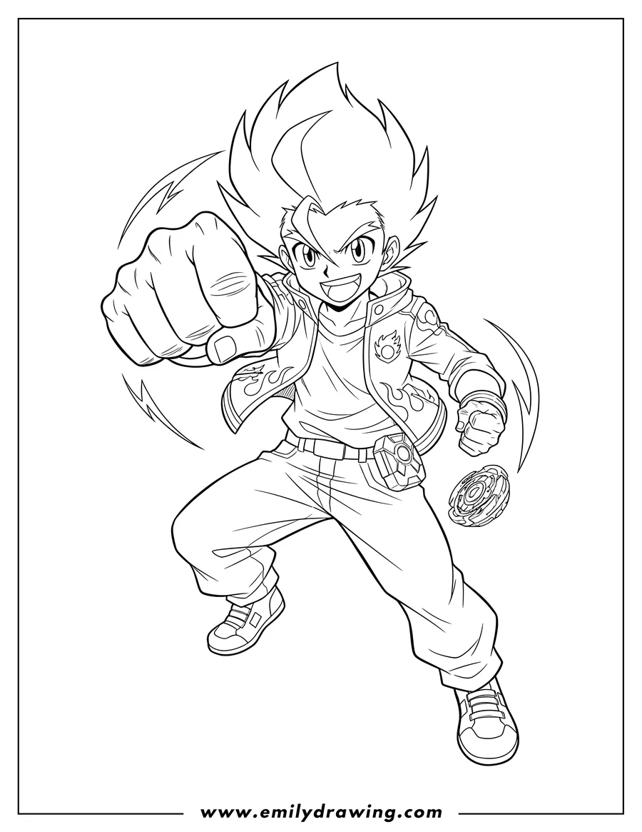 Free to print drawing of tyson Granger punching forward with a wide grin