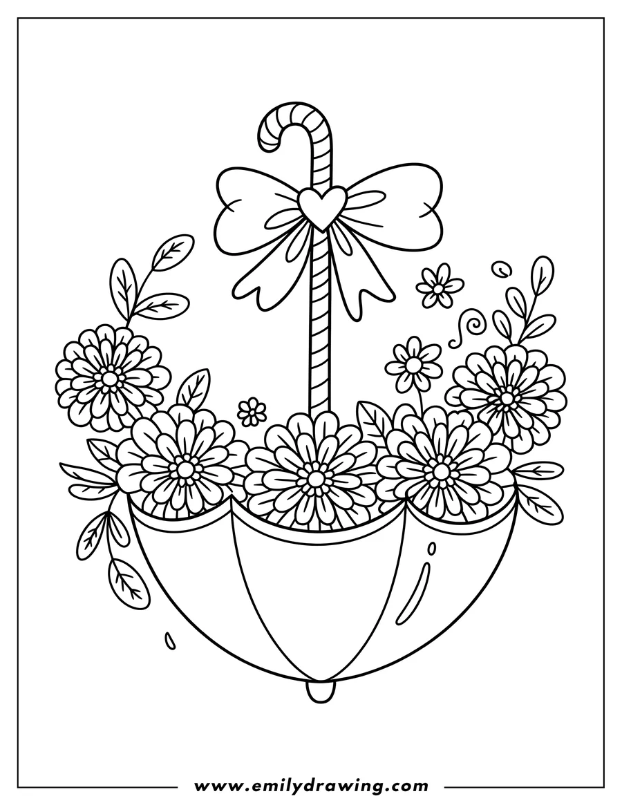 High quality printable umbrella for coloring