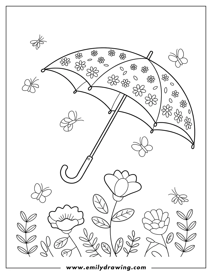 Clean line drawing: umbrella
