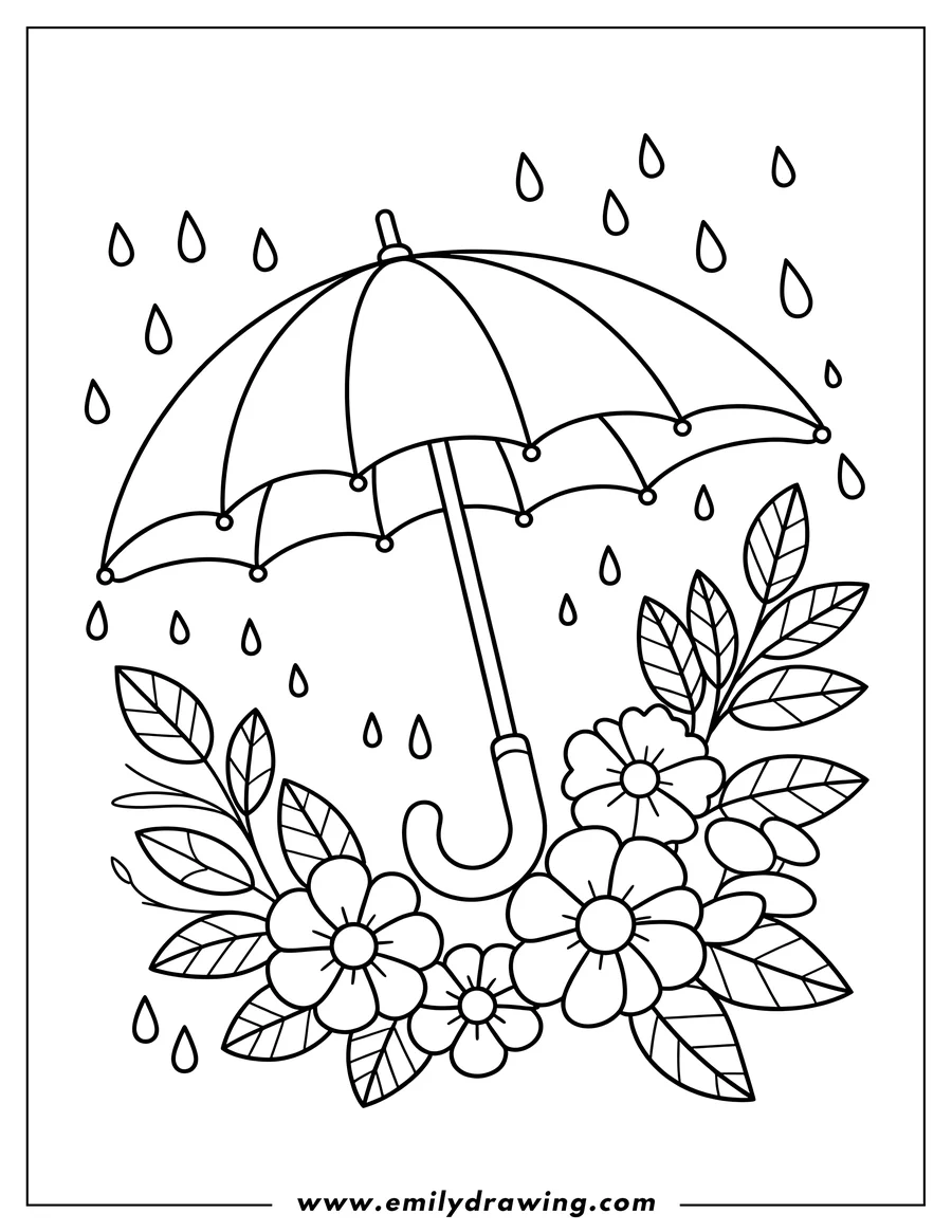 Downloadable coloring page of umbrella