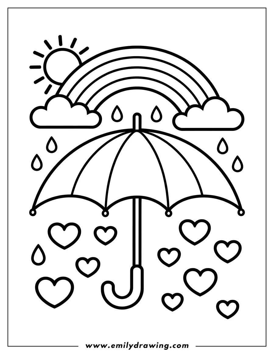 Coloring sheet featuring umbrella