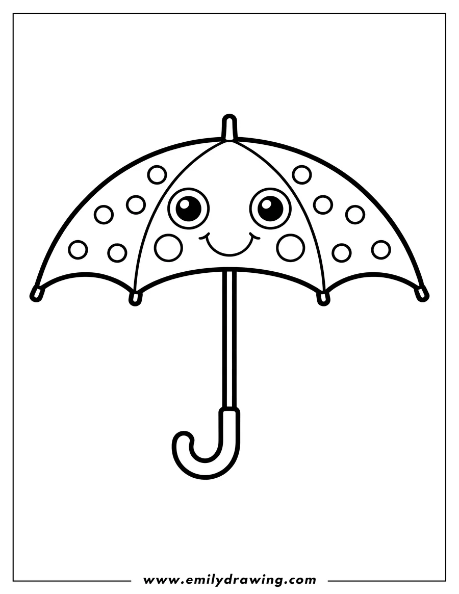 Full page coloring image of umbrella