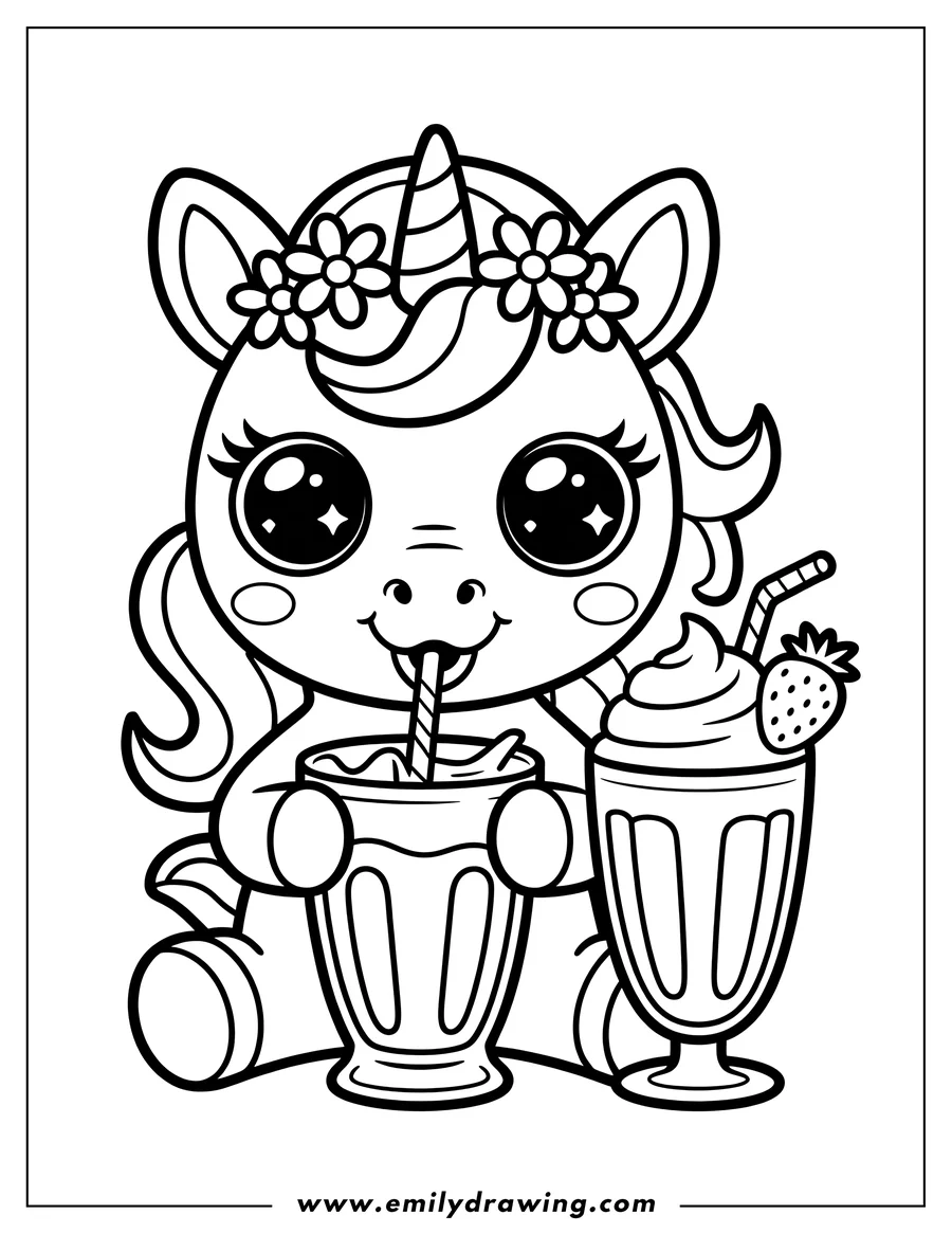 Simple sketch of unicorn to color