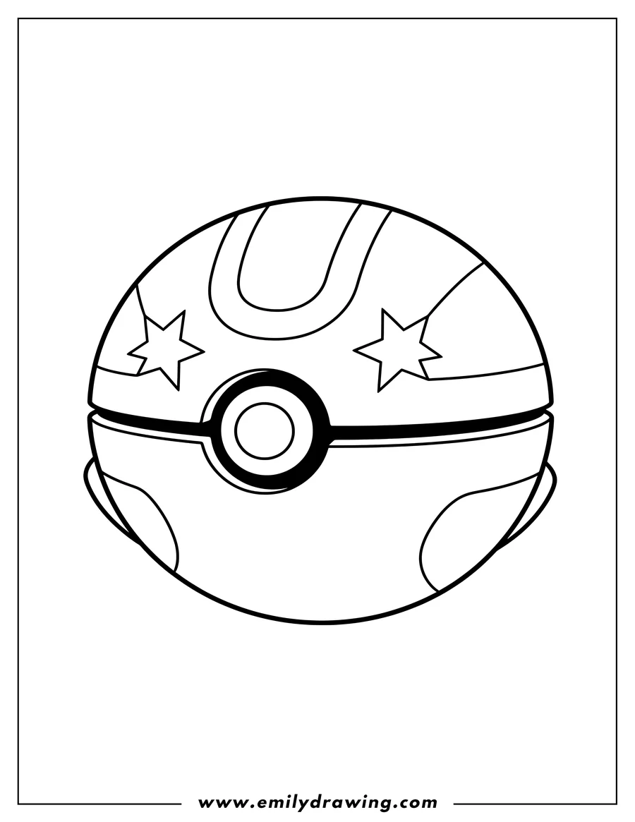 Full page coloring image of unite Ball Poke Ball outline