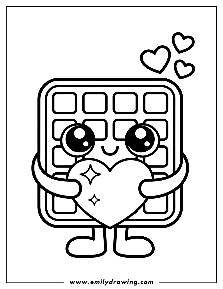 Linear illustration of waffle Character