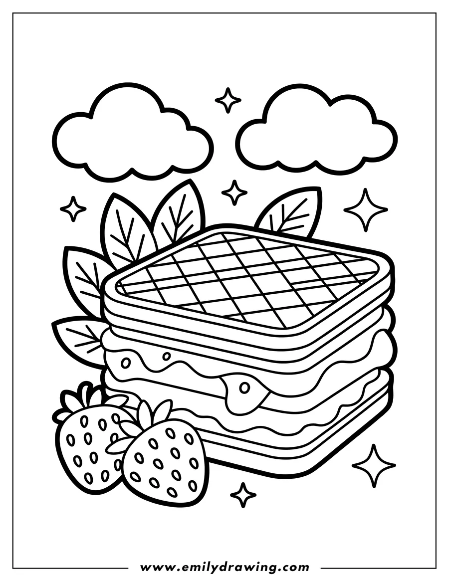 Downloadable coloring page of waffle Sandwich