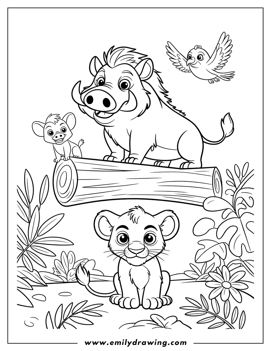 Printable coloring page of warthog