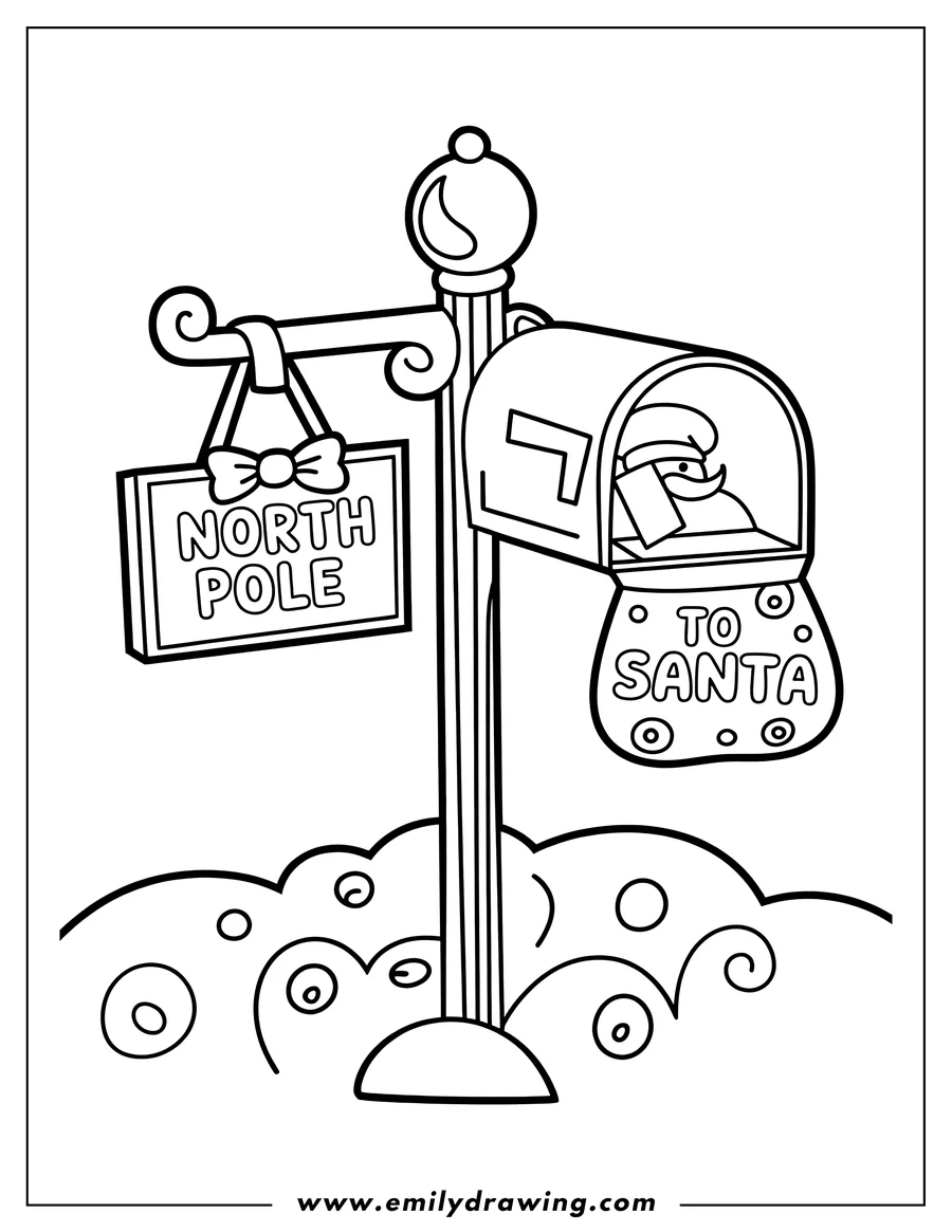 Doodle style coloring picture of mailbox