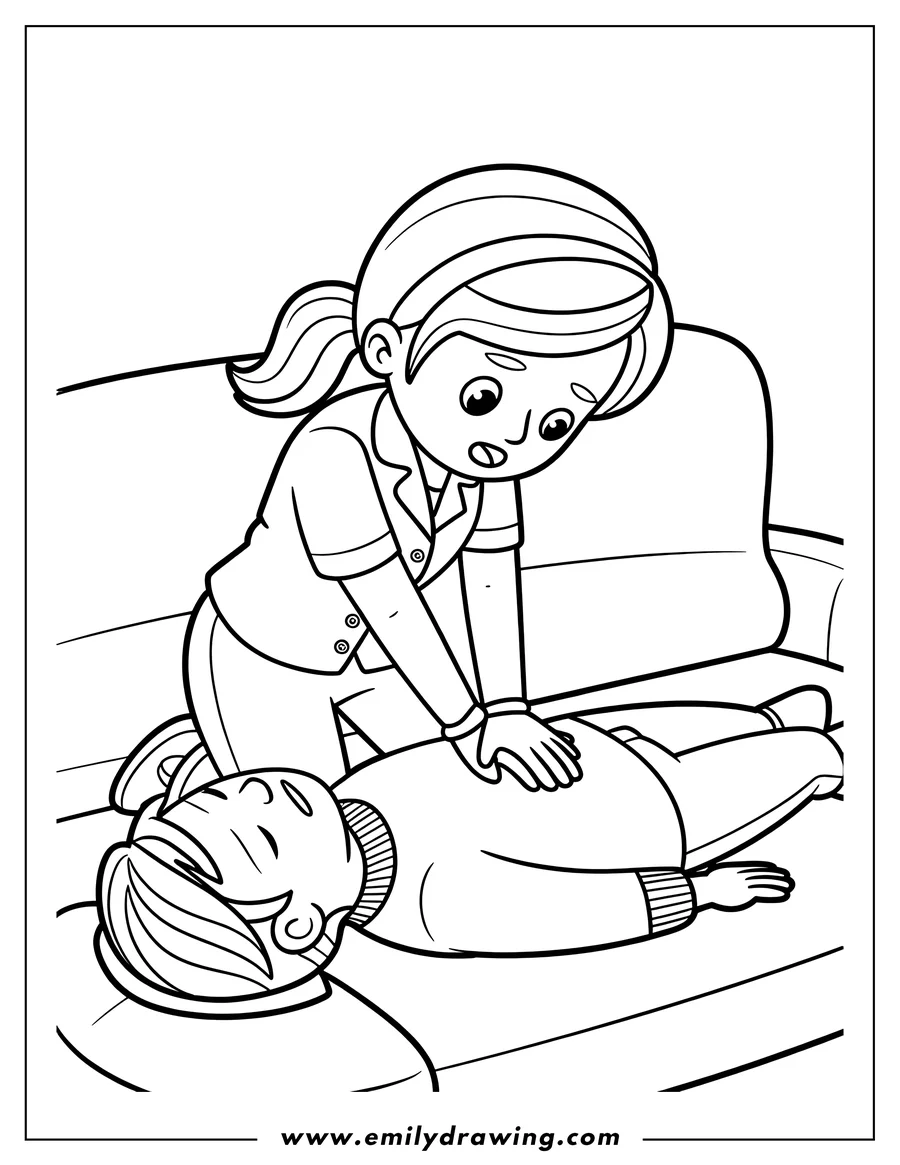 Doodle style coloring picture of woman