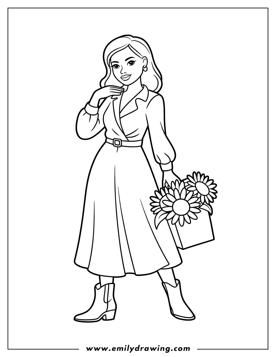 Coloring page for kids: woman