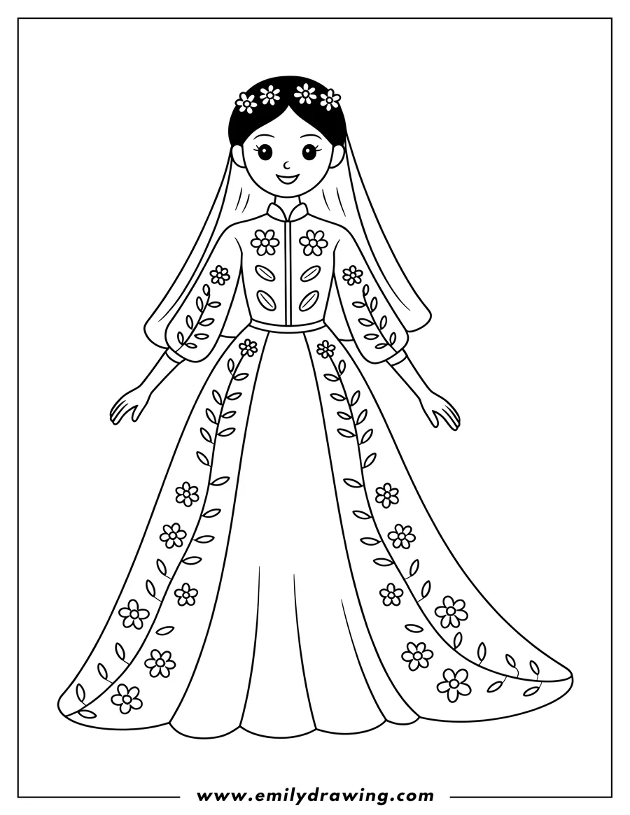 Coloring page for kids: woman