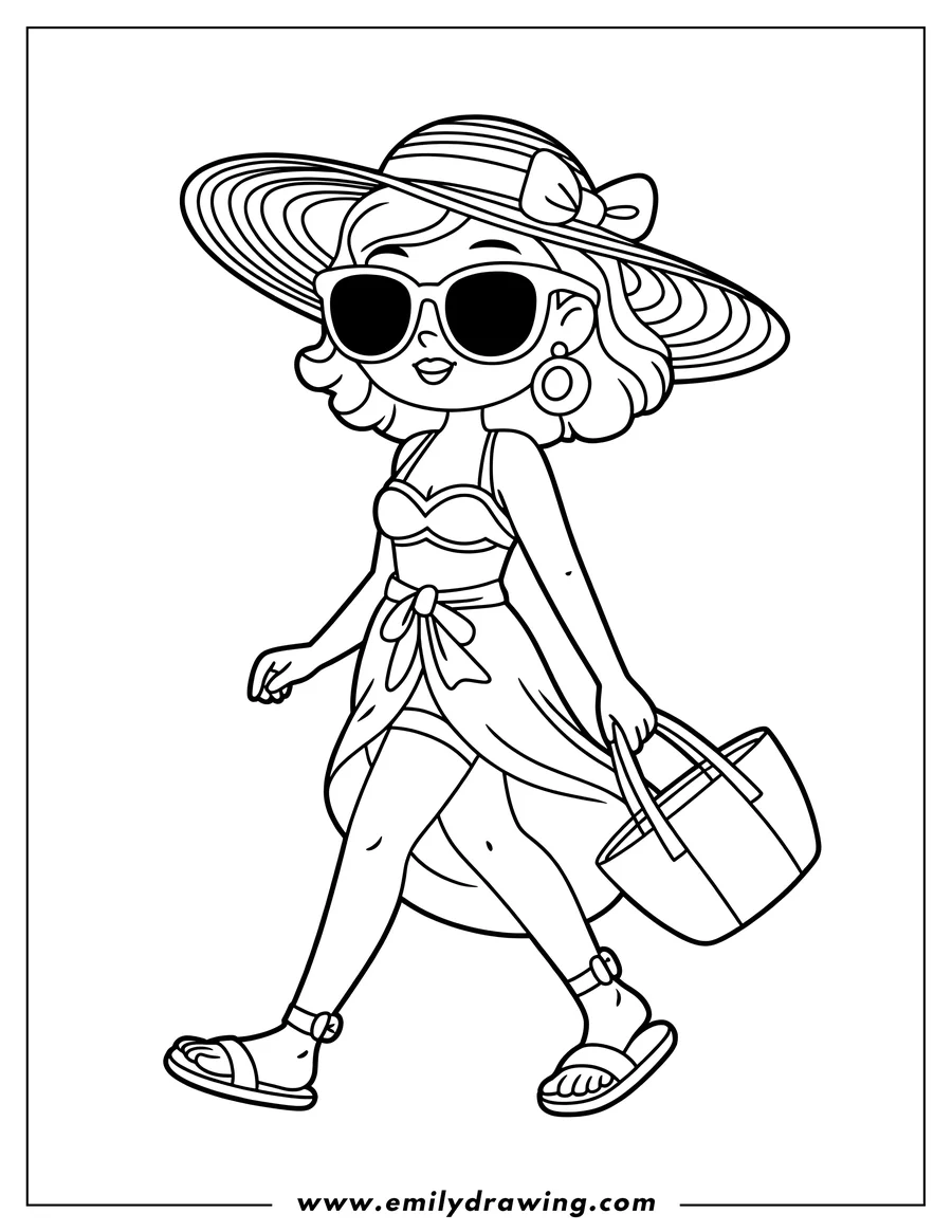 Coloring page of woman