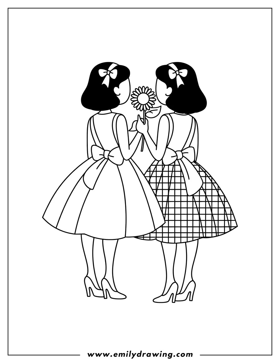 PDF style coloring page: woman