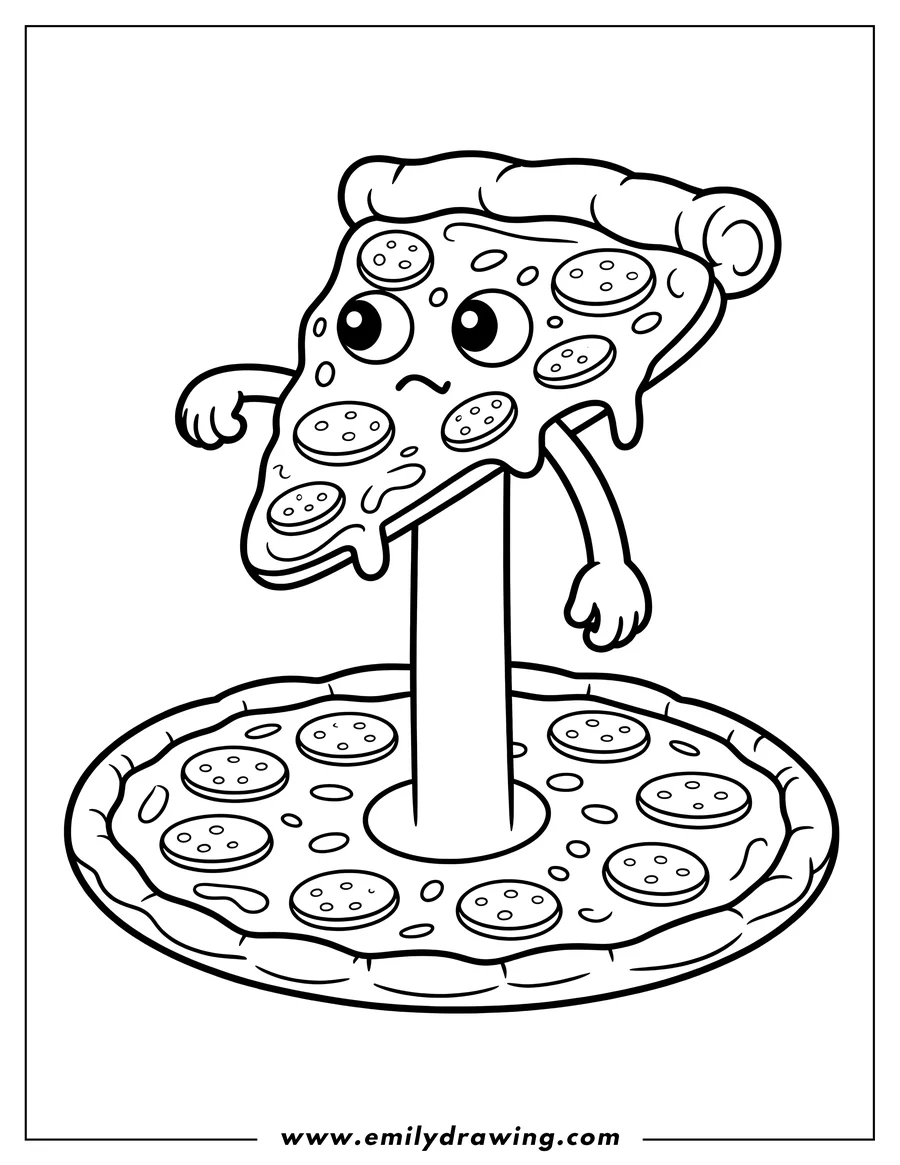 Coloring page of pizza Slice