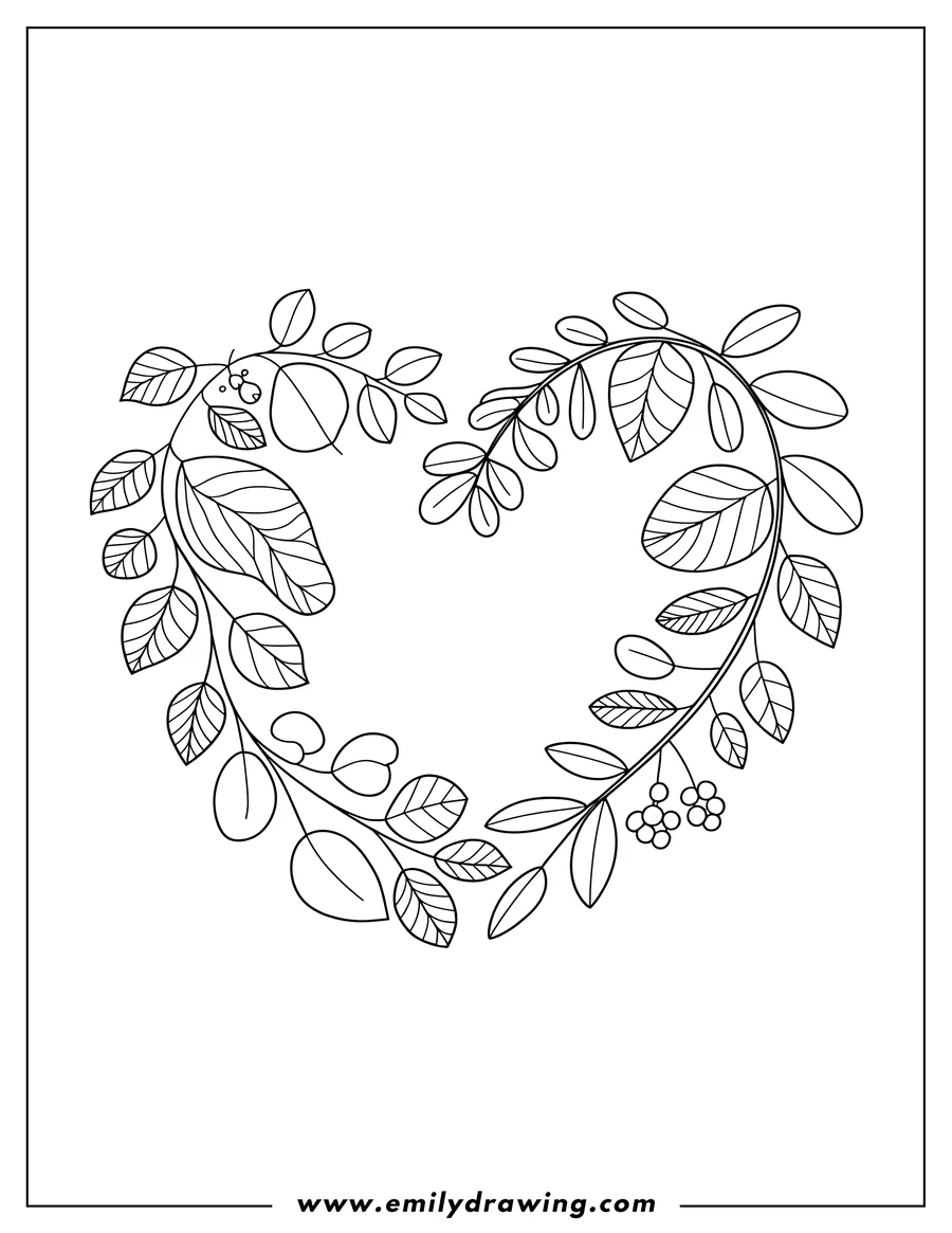 Black and white line art of wreath