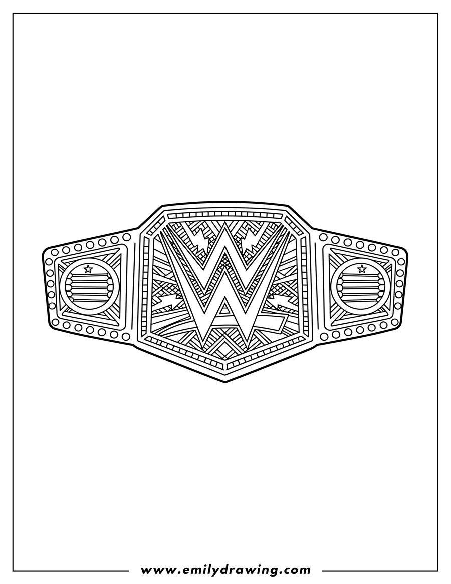 Free to print drawing of wwe Championship Wrestling Belt with a large W logo