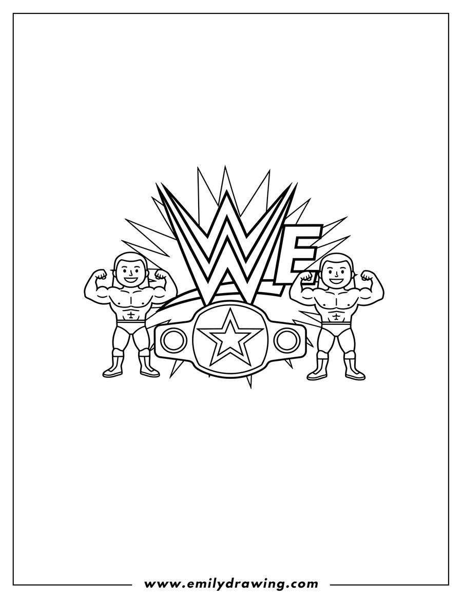 Linear illustration of wwe Logo coloring page
